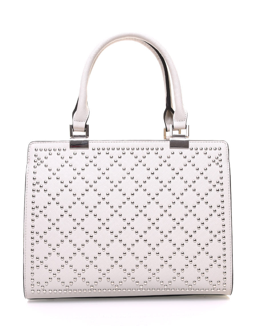 Petit sac à main gris clair clouté