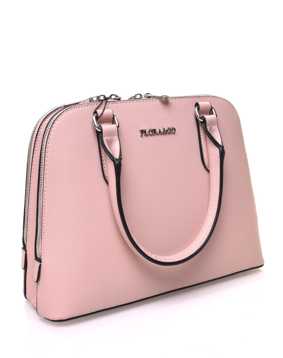 Petit sac à main rose pale arrondi à doubles compartiments