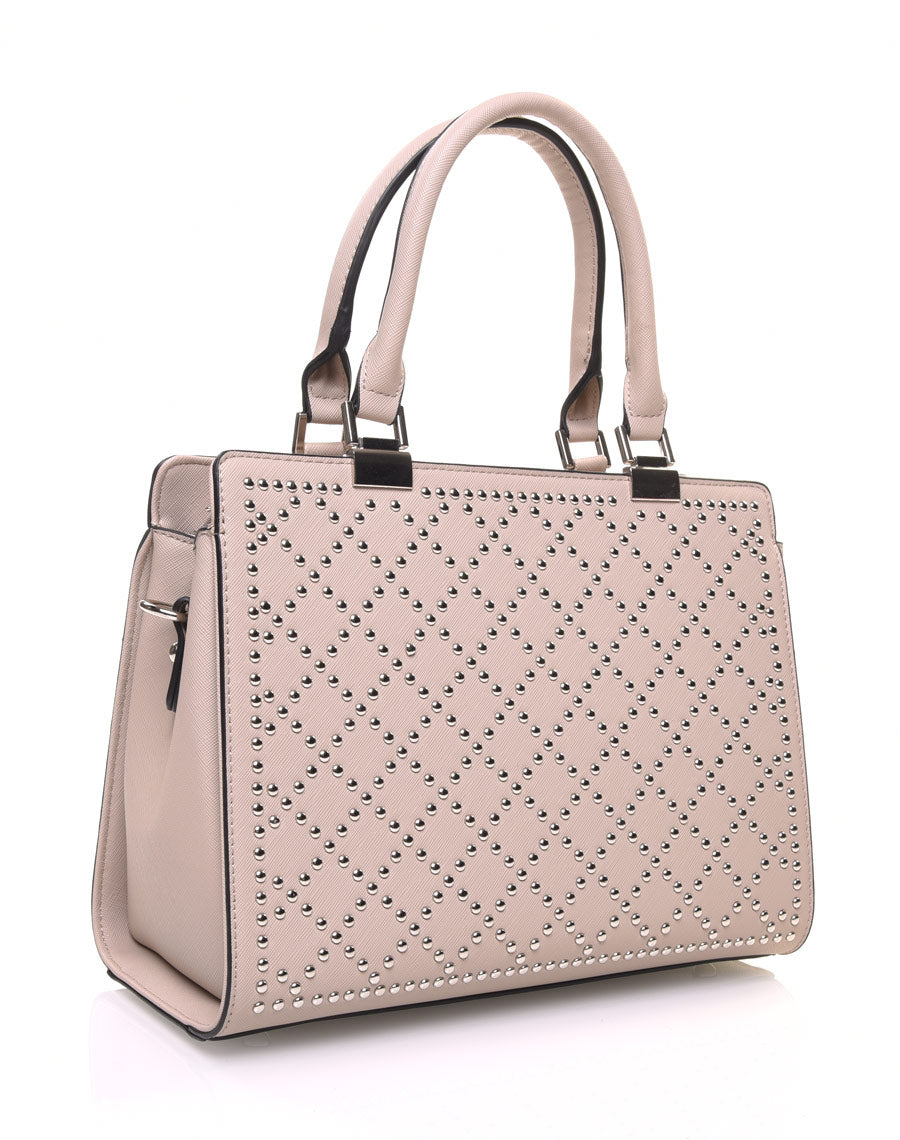 Petit sac à main taupe clouté