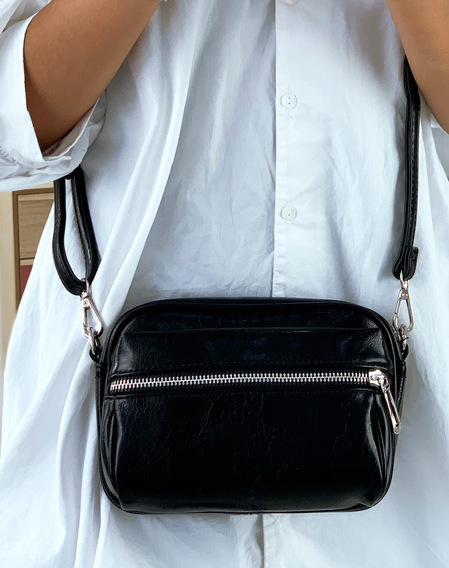 Pochette bandoulière à poche frontale noire