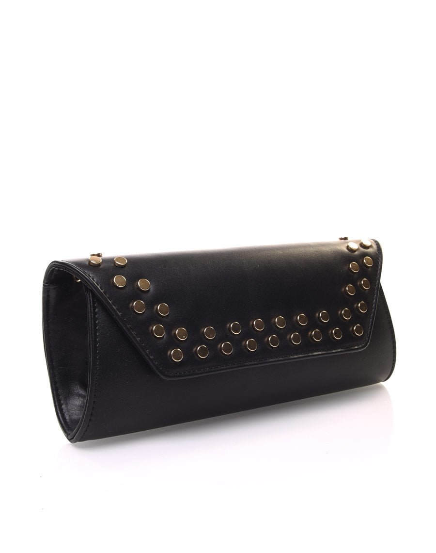 Pochette main cloutée noir