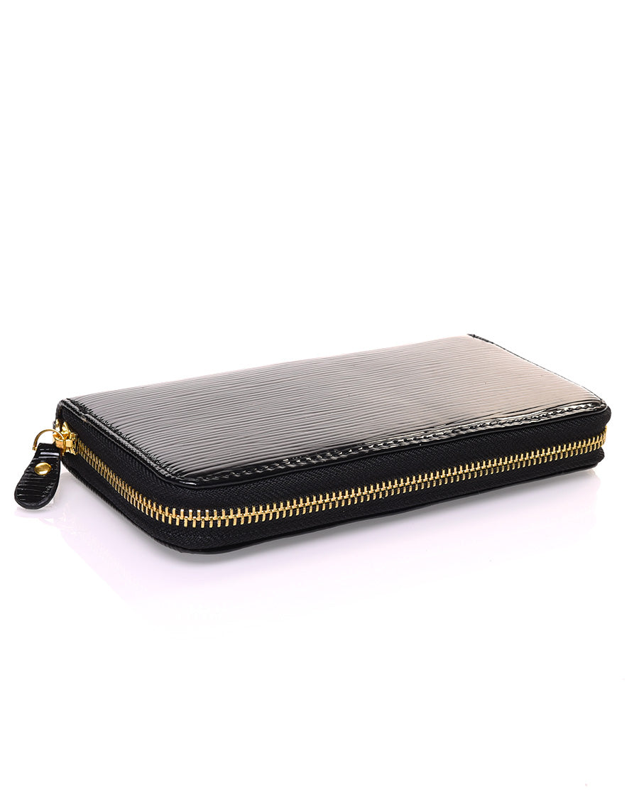 Porte feuille noir verni effet reliefs