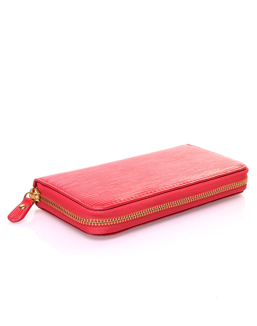 Porte feuille rouge verni effet reliefs