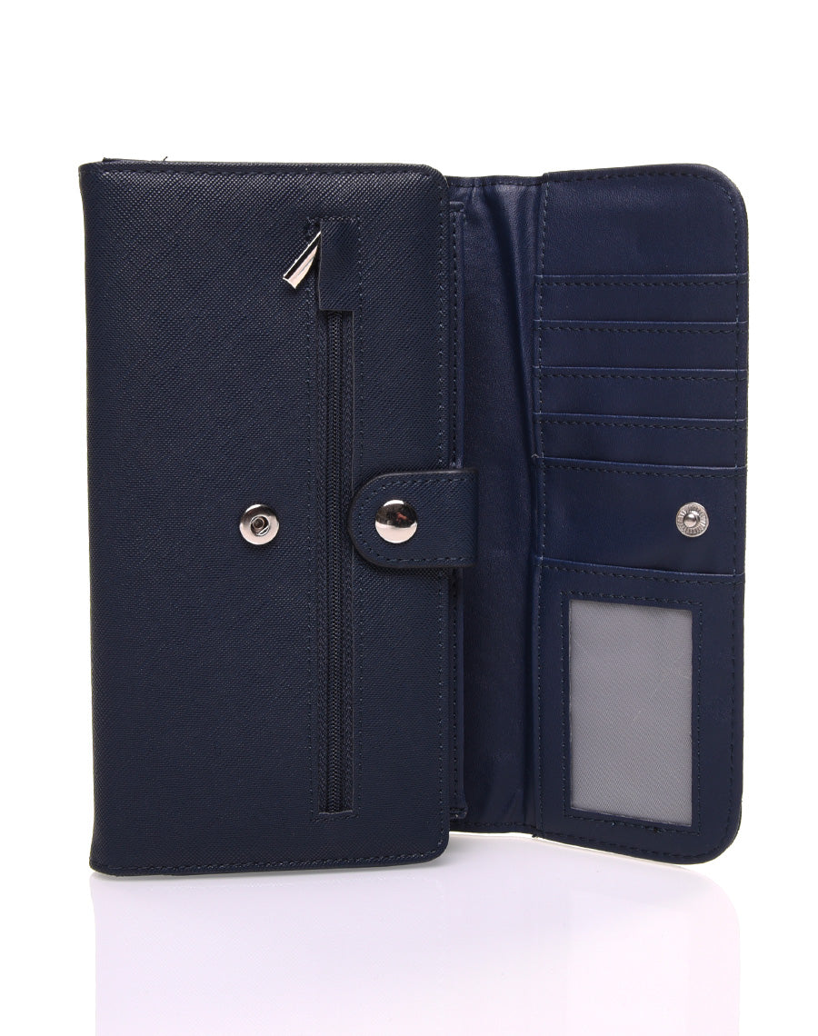 Portefeuille effet grainé bleu nuit