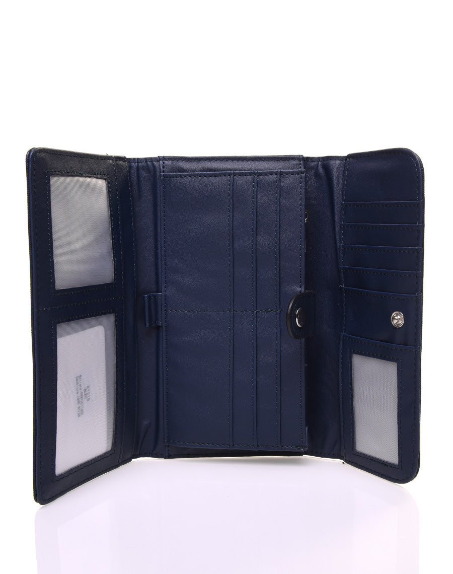 Portefeuille effet grainé bleu nuit