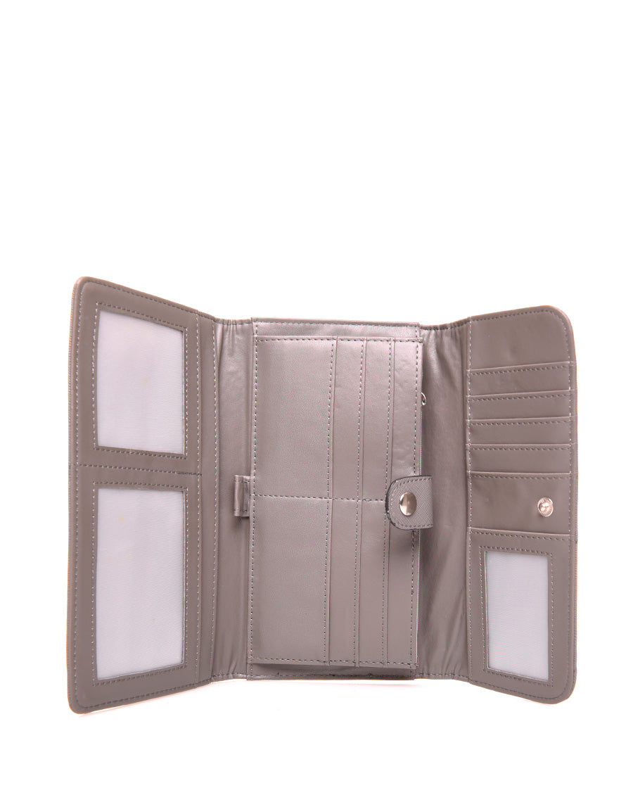 Portefeuille effet grainé gris