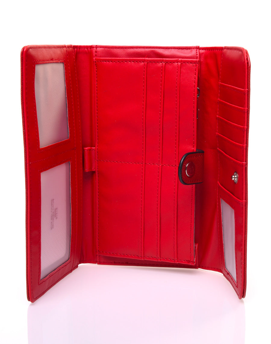 Portefeuille effet grainé rouge