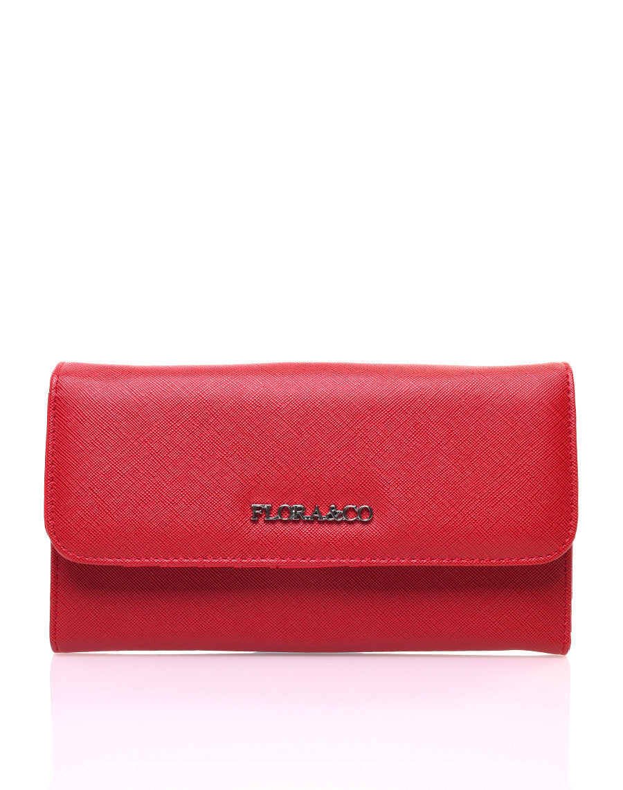 Portefeuille effet grainé rouge