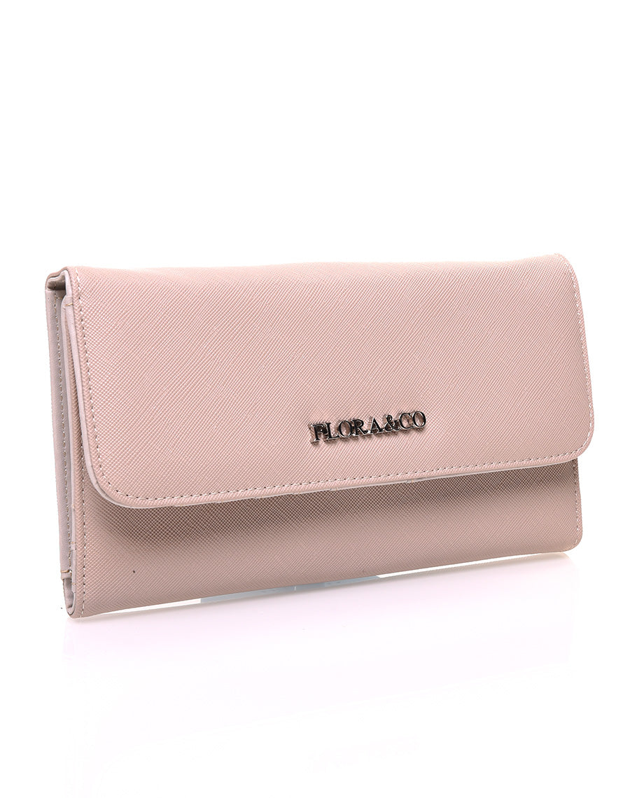 Portefeuille effet grainé taupe