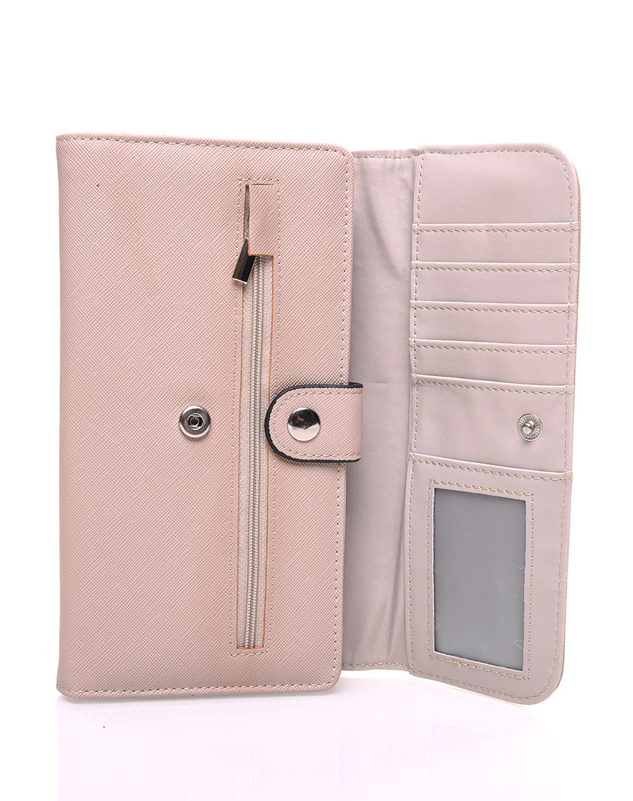 Portefeuille effet grainé taupe