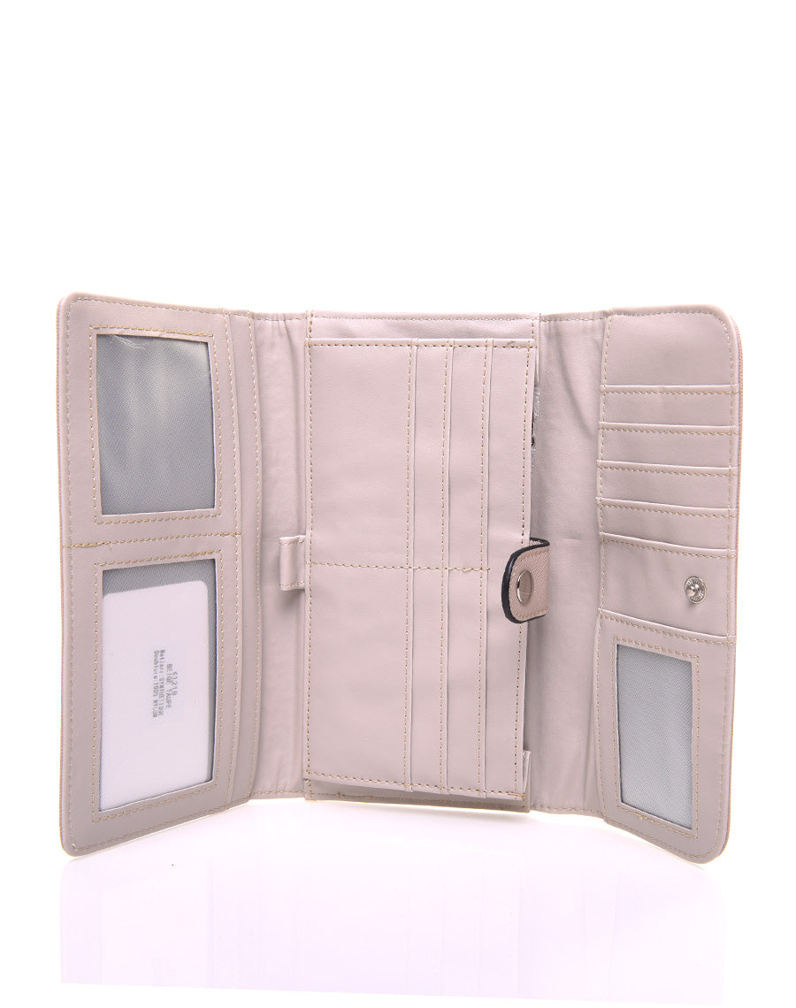 Portefeuille effet grainé taupe