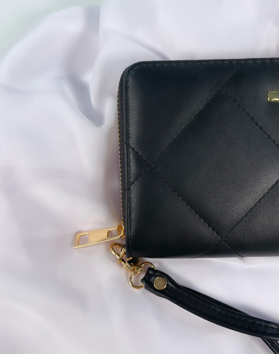 Portefeuille noir matelassé