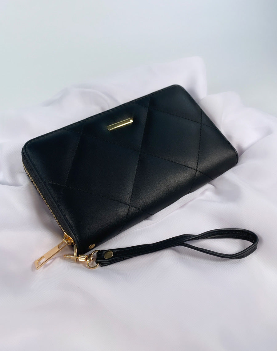 Portefeuille noir matelassé