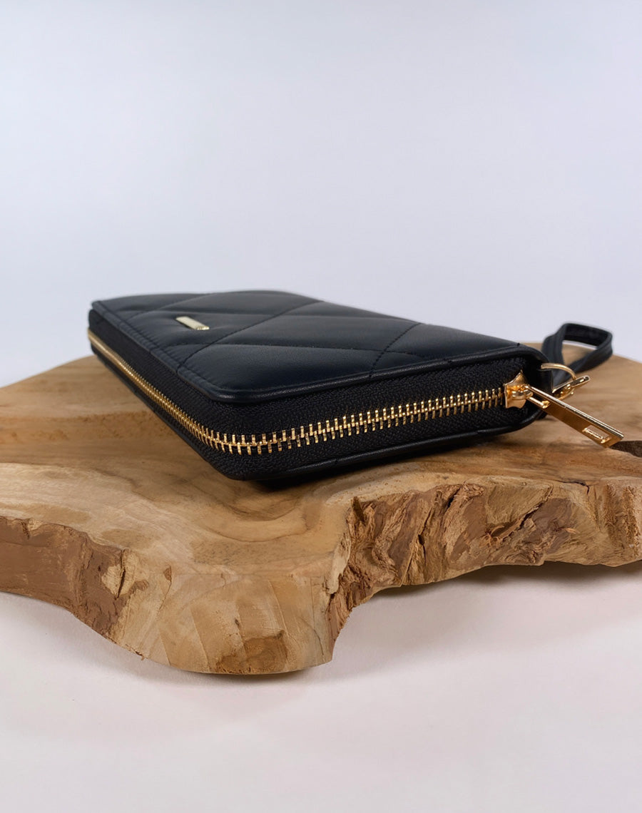 Portefeuille noir matelassé