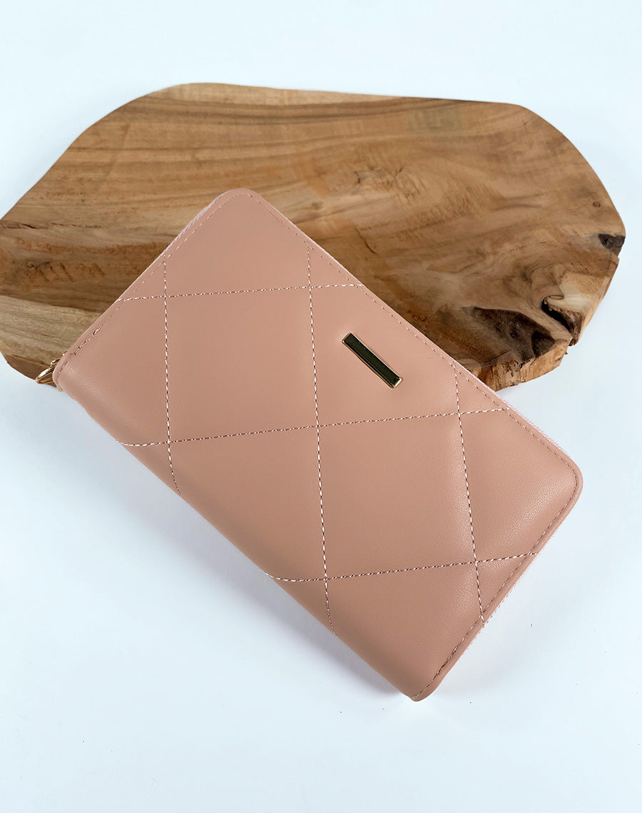Portefeuille rose matelassé