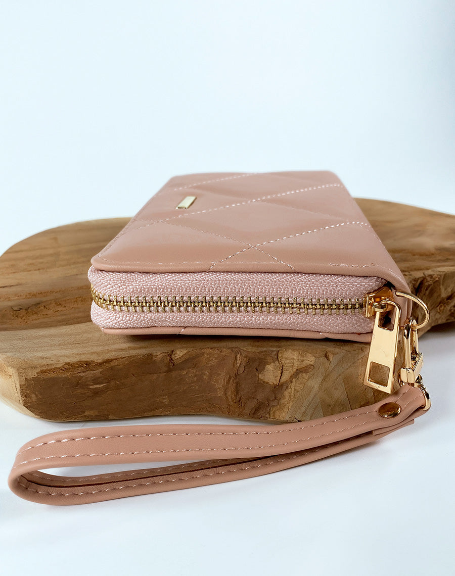 Portefeuille rose matelassé