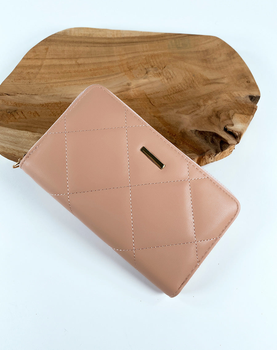 Portefeuille rose matelassé