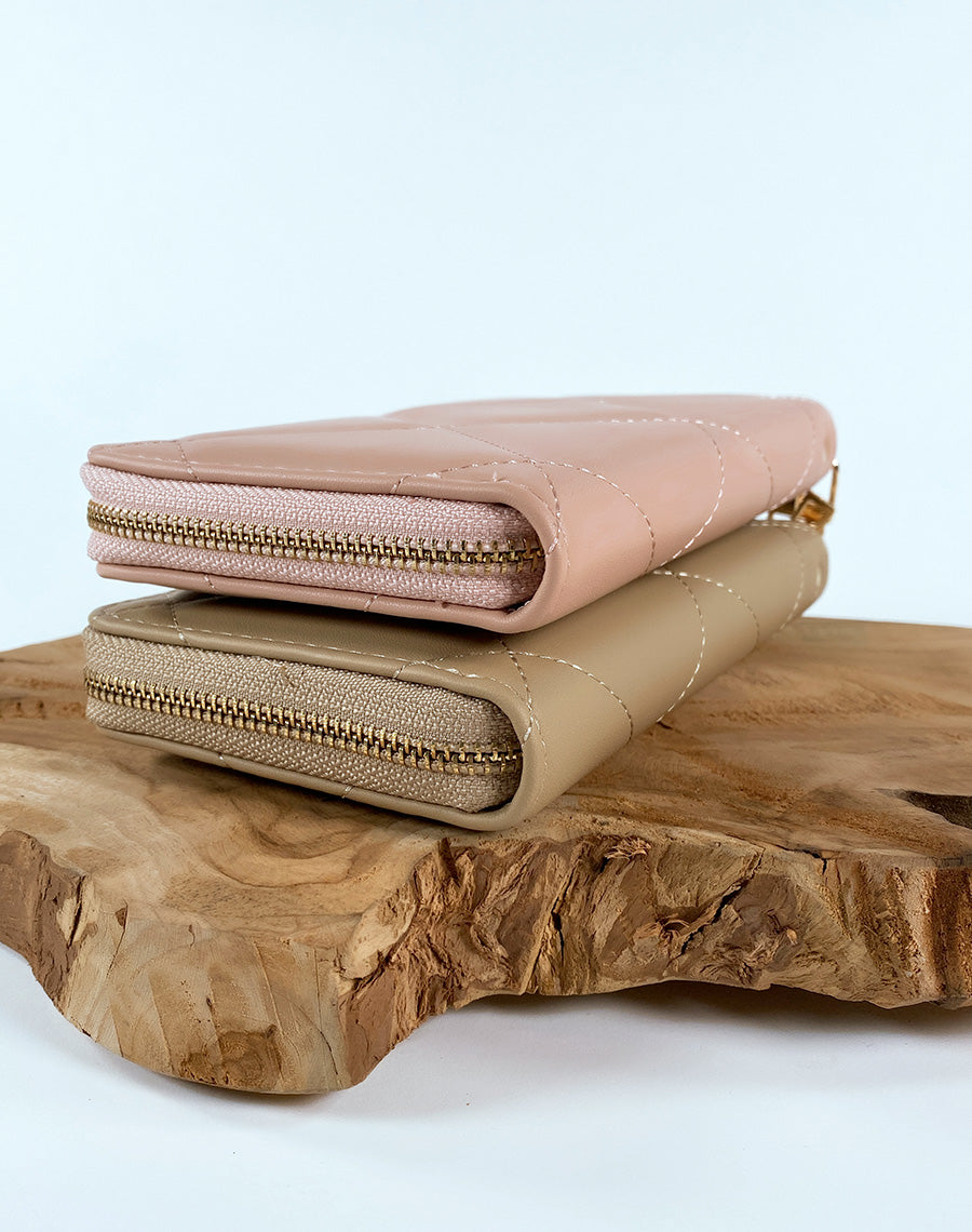 Portefeuille rose matelassé
