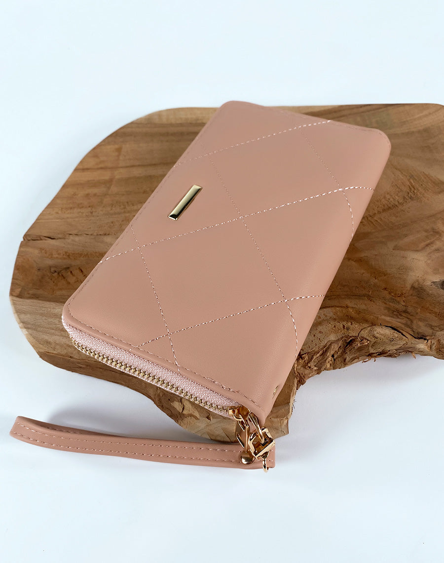 Portefeuille rose matelassé