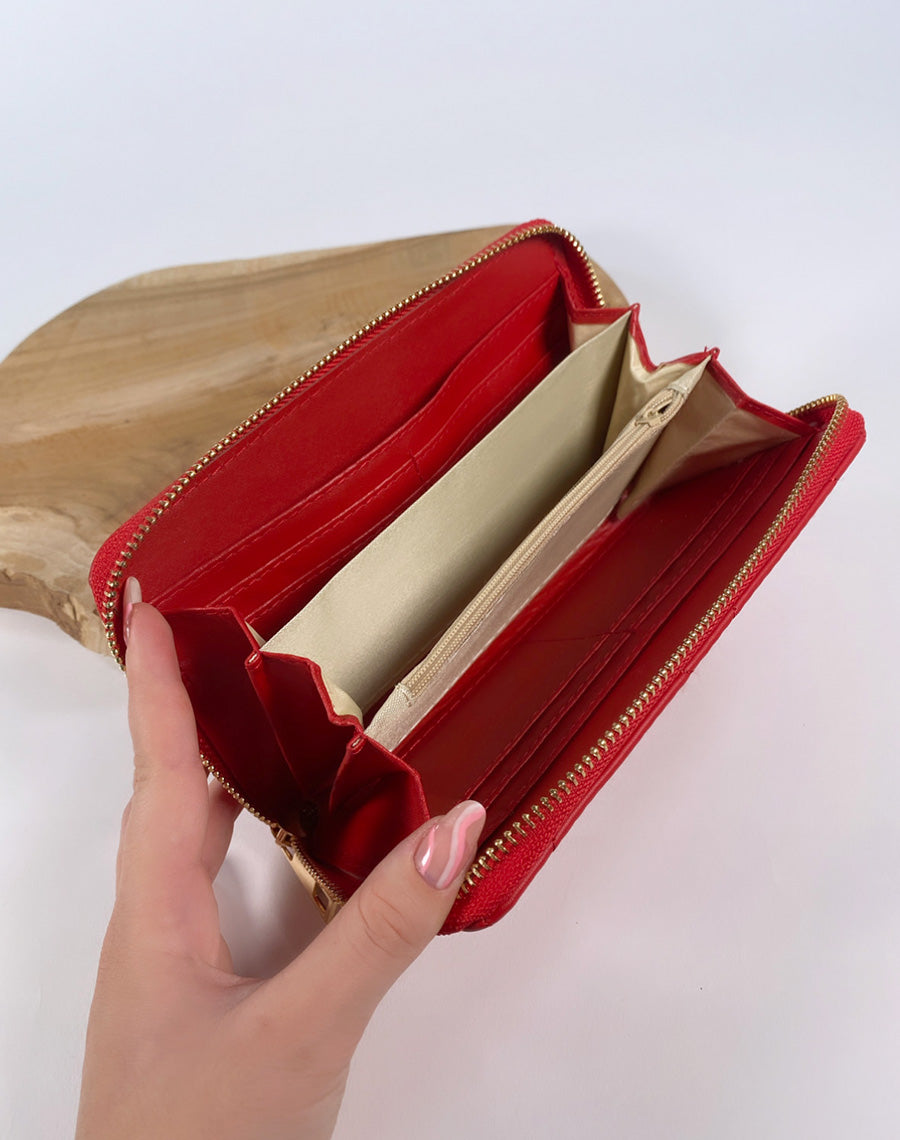 Portefeuille rouge matelassé