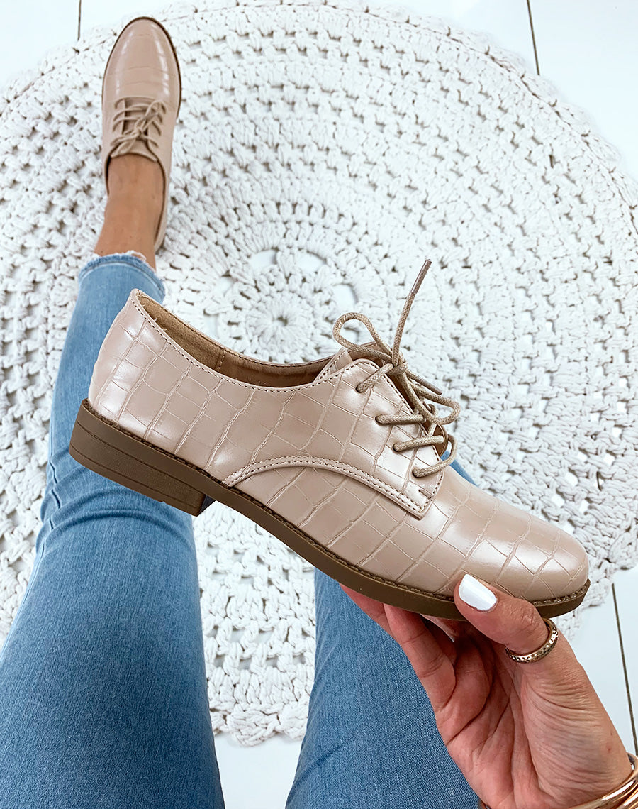 Richelieus beiges effet croco