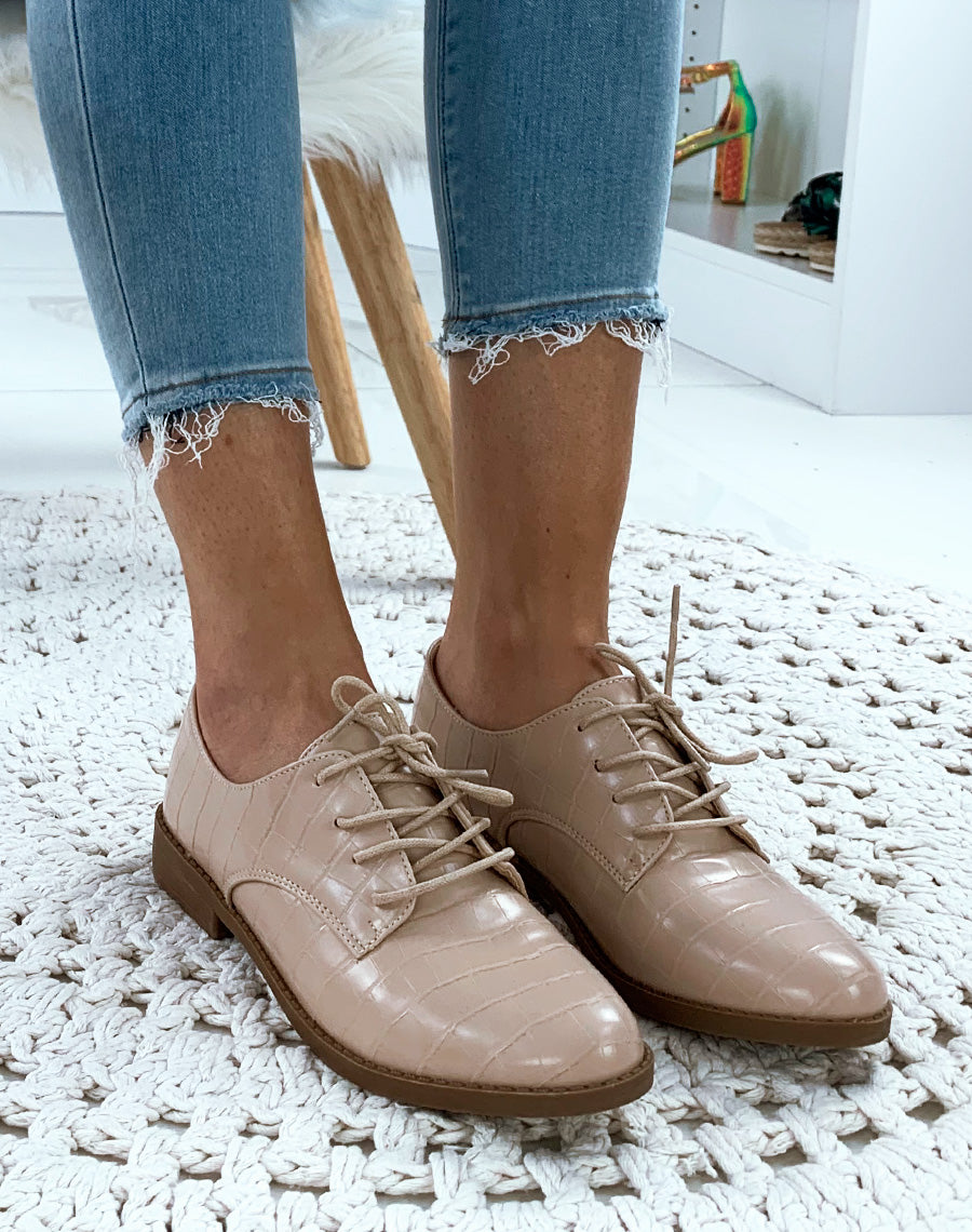 Richelieus beiges effet croco