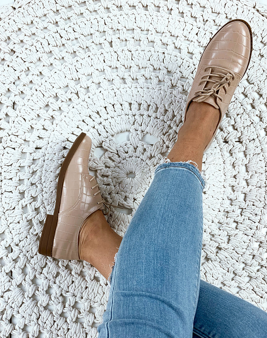 Richelieus beiges effet croco