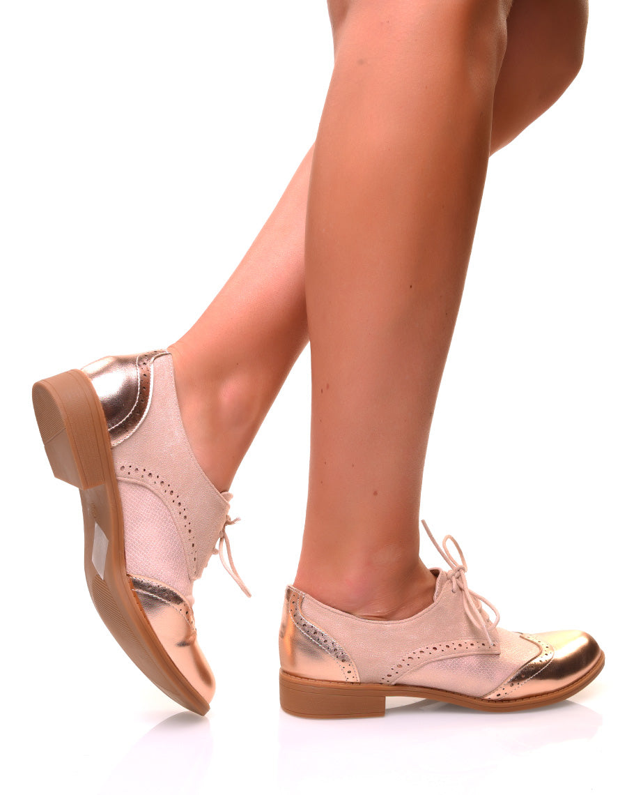 Richelieus bi-matières roses gold