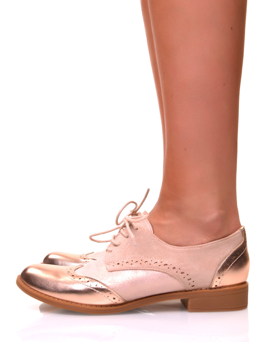 Richelieus bi-matières roses gold