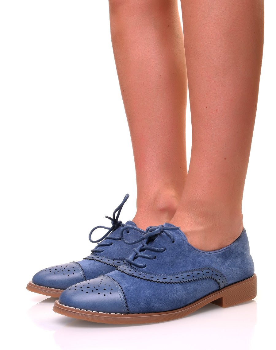 Richelieus bleues marines en suédine et empiècements