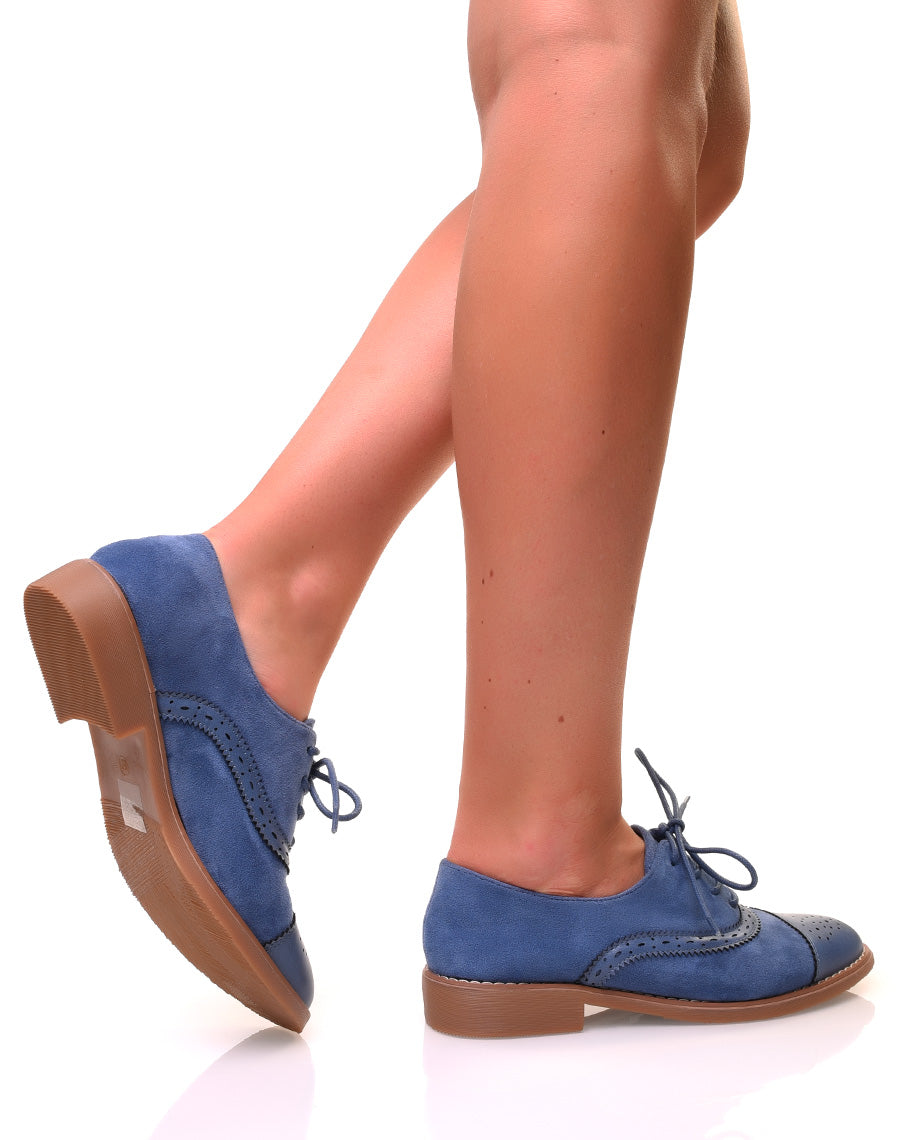 Richelieus bleues marines en suédine et empiècements