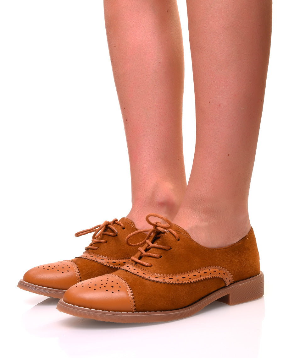 Richelieus marrons en suédine et empiècements