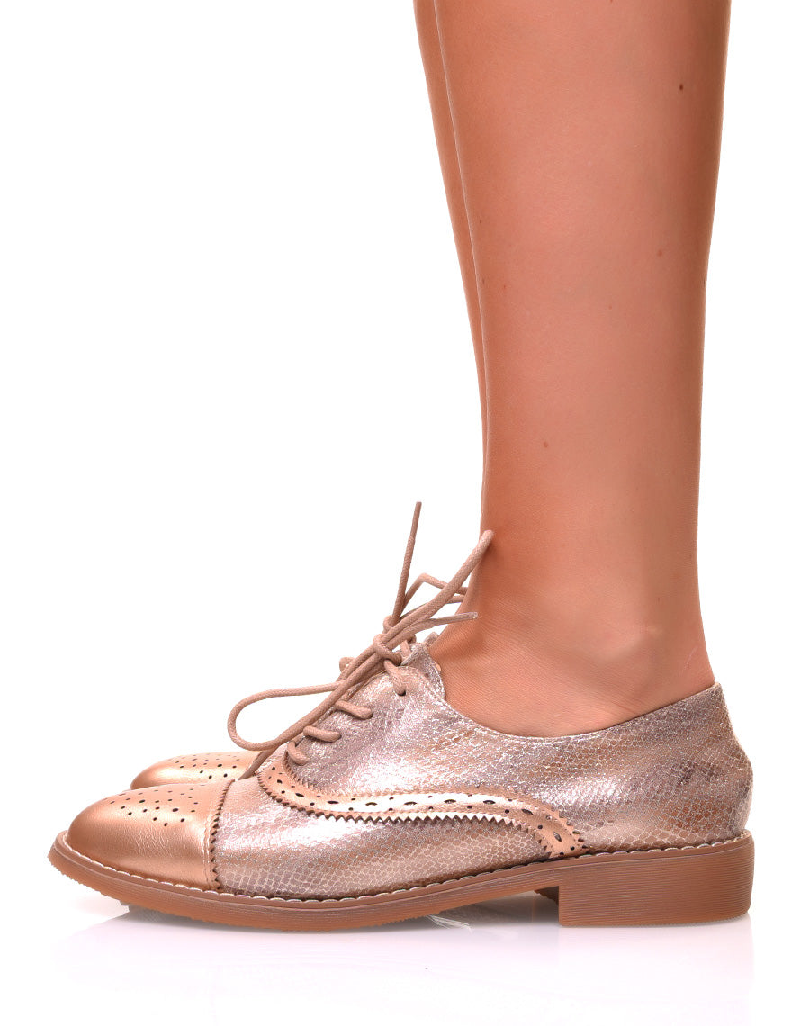 Richelieus python aux reflets roses gold et empiècements