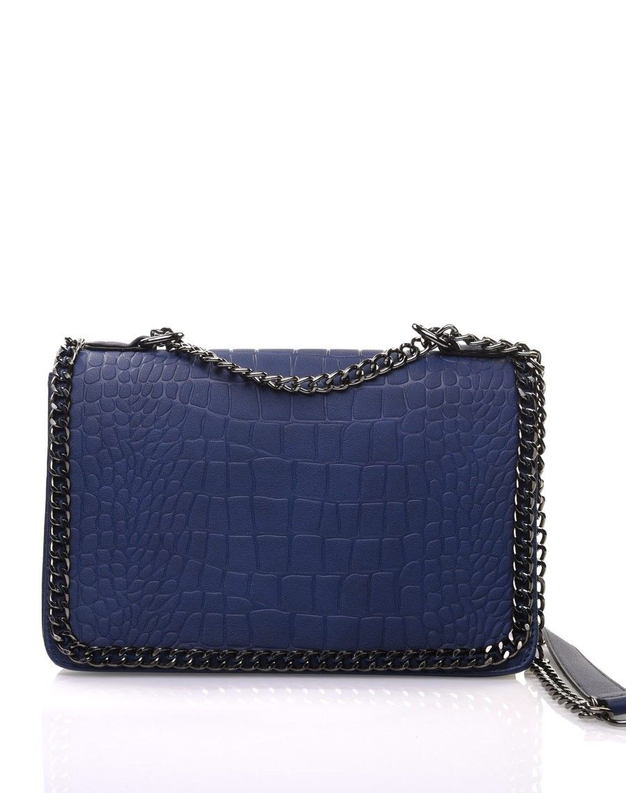 Blue chain crocodile effect shoulder bag - Main Image