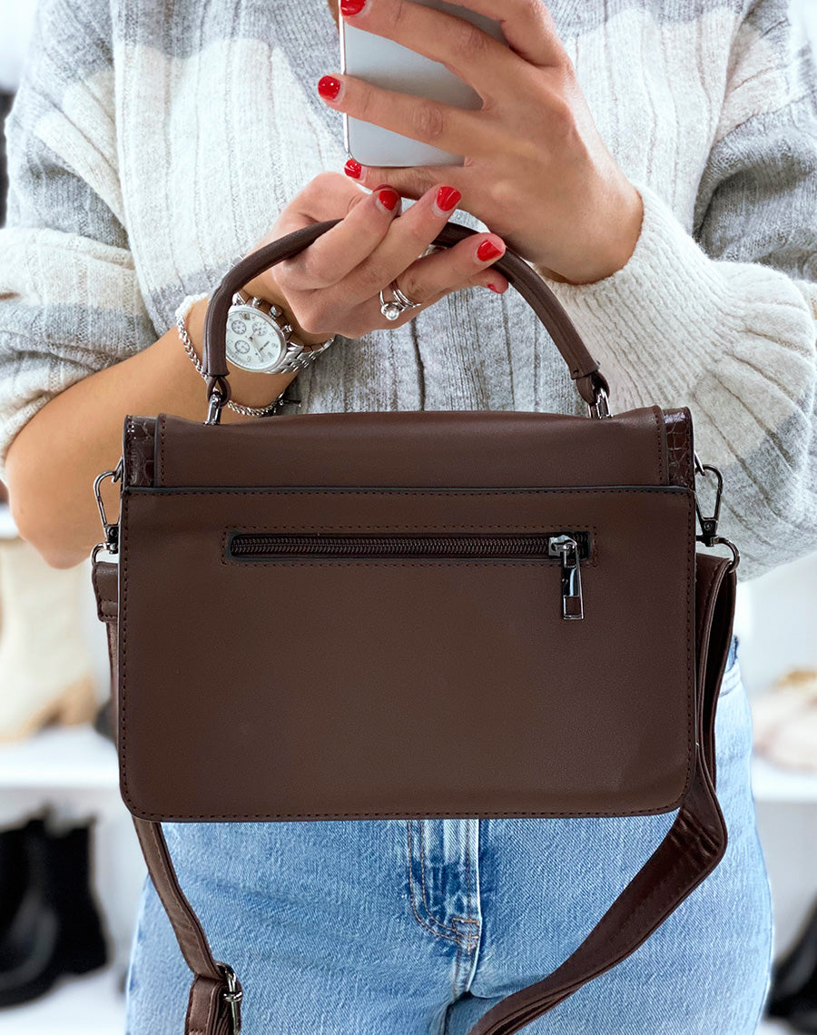 Sac bandoulière marron à détail coco