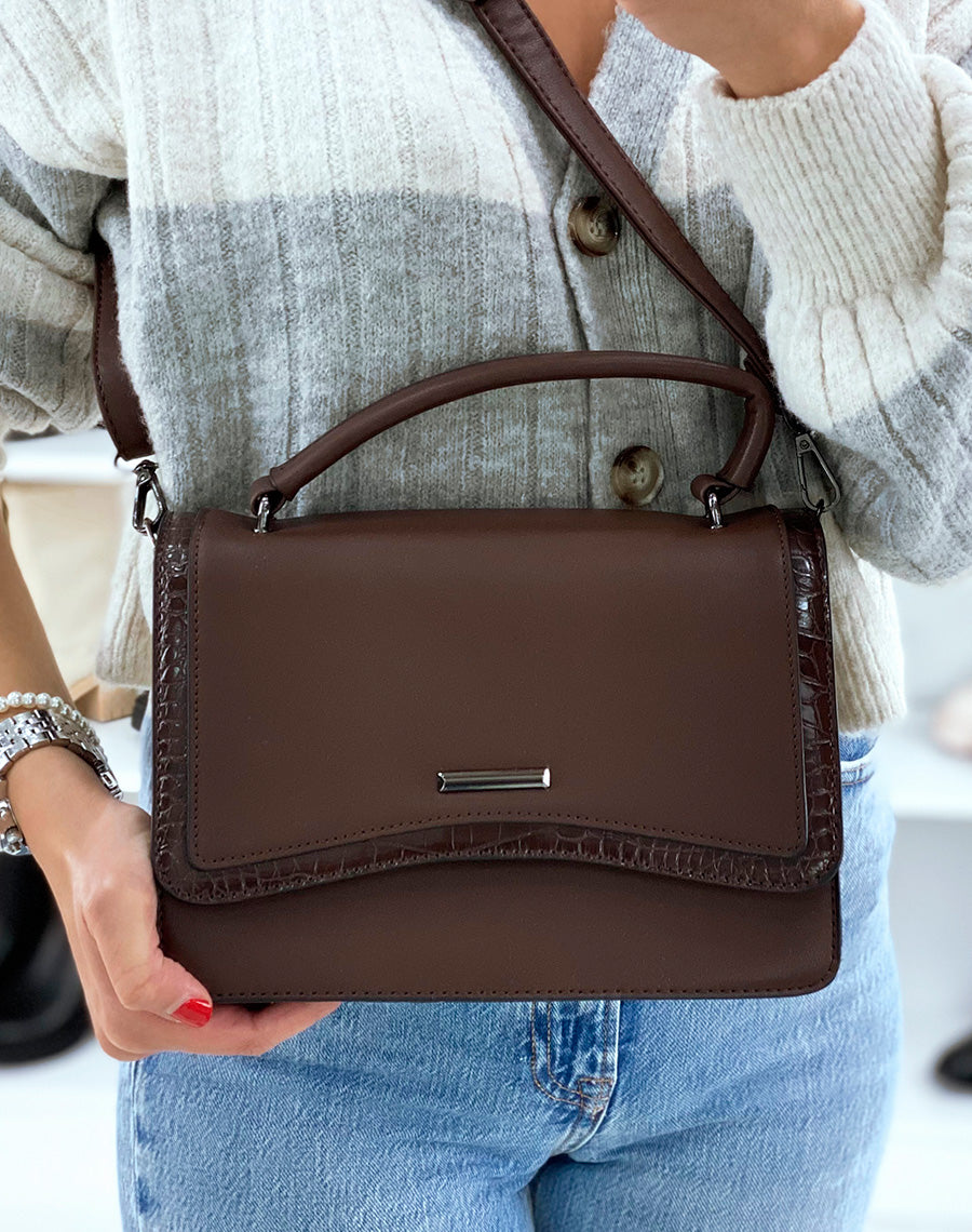 Sac bandoulière marron à détail coco