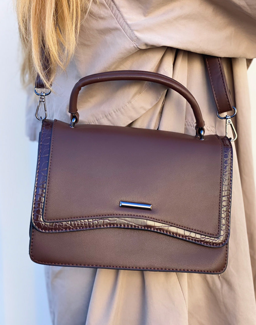 Sac bandoulière marron à détail coco