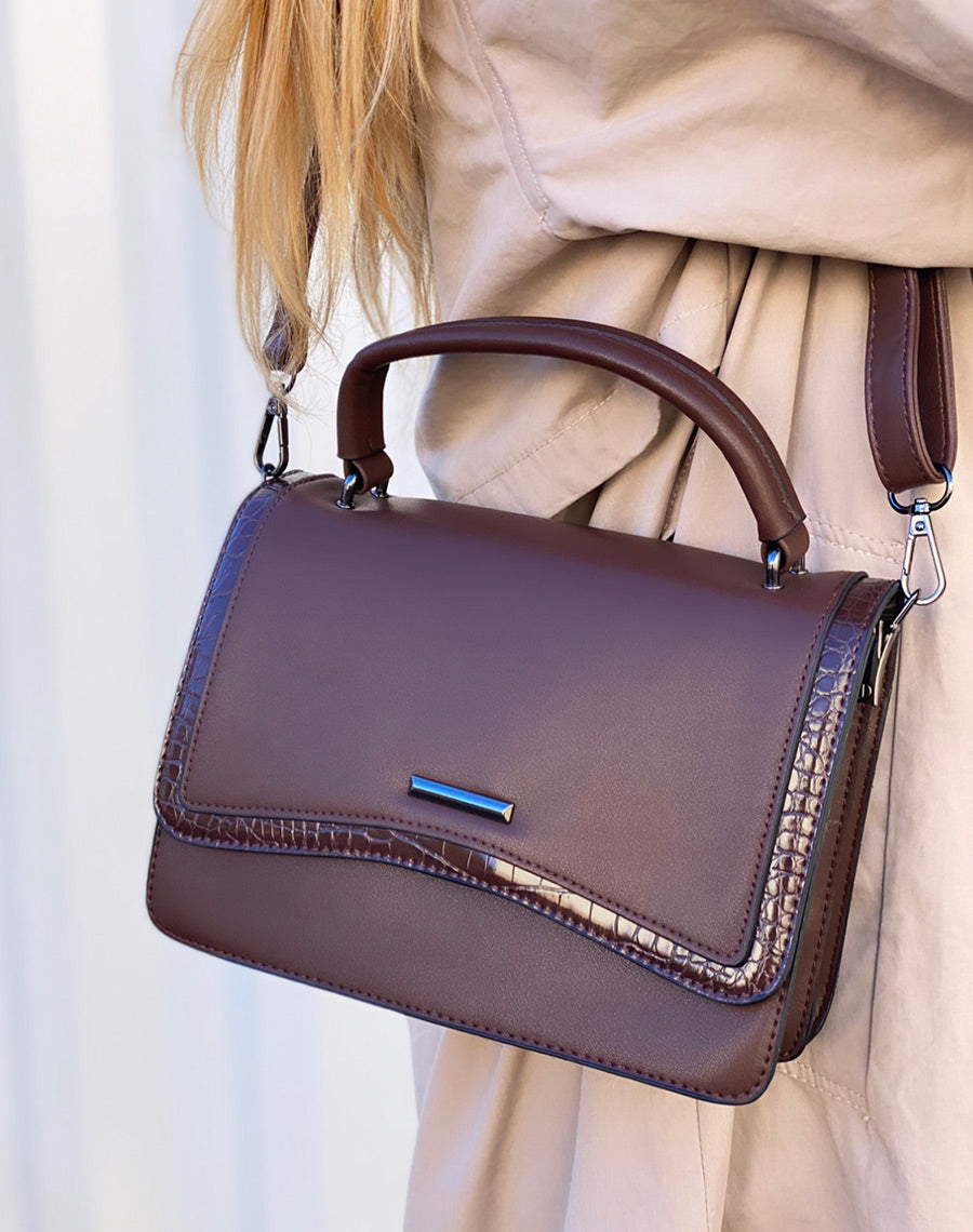 Sac bandoulière marron à détail coco