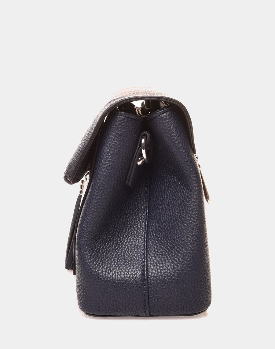 Sac à bandoulière à pom-pom bleu