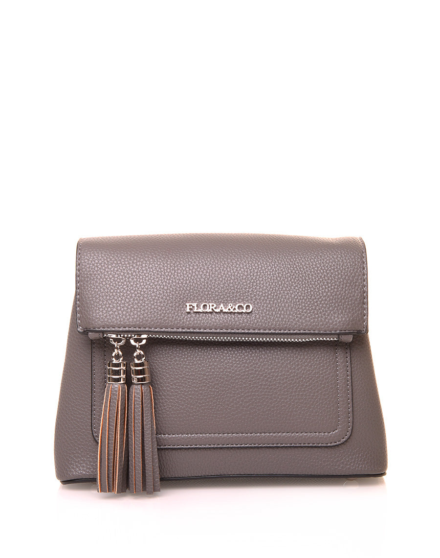 Sac à bandoulière à pom-pom gris
