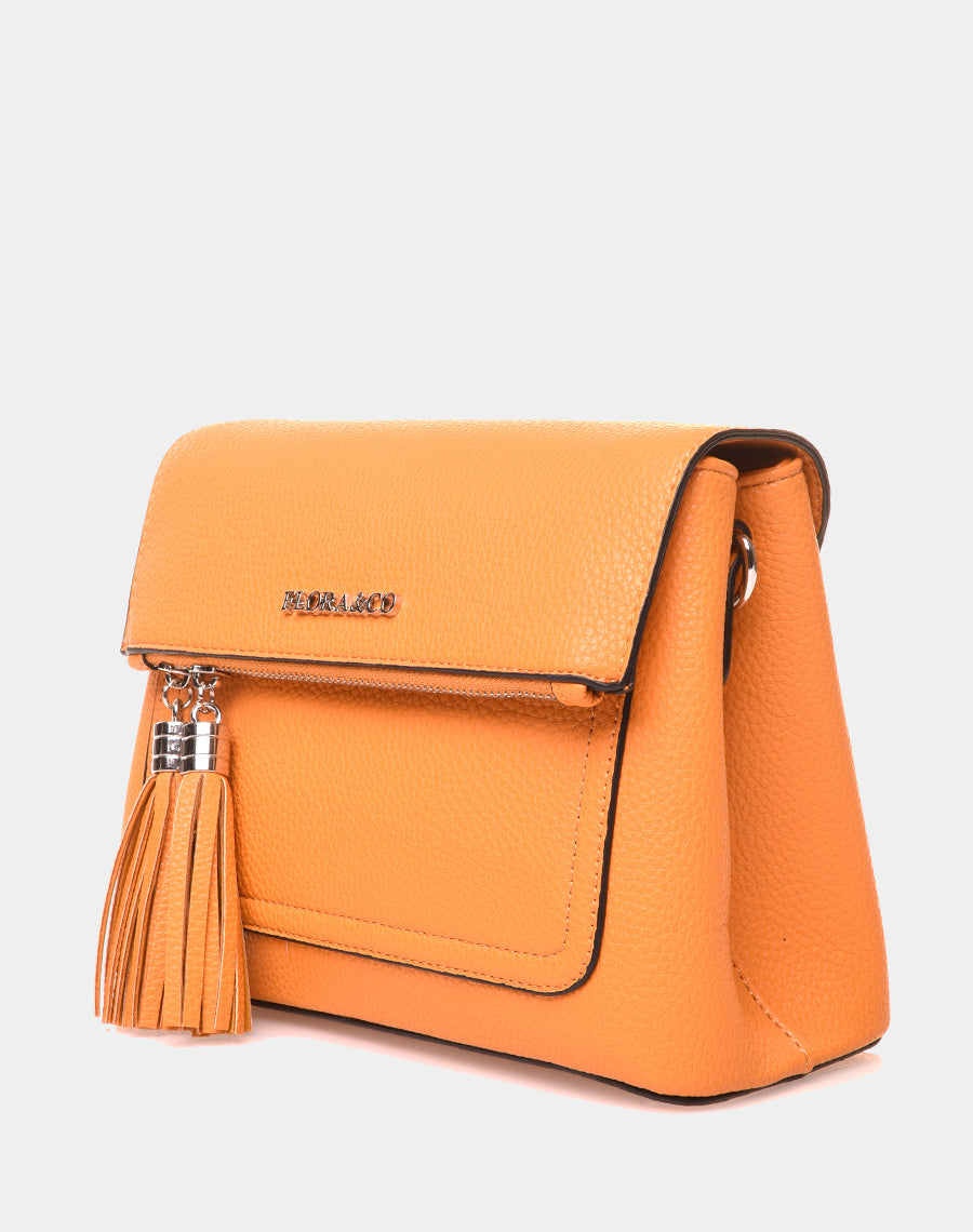 Sac à bandoulière à pom-pom moutarde