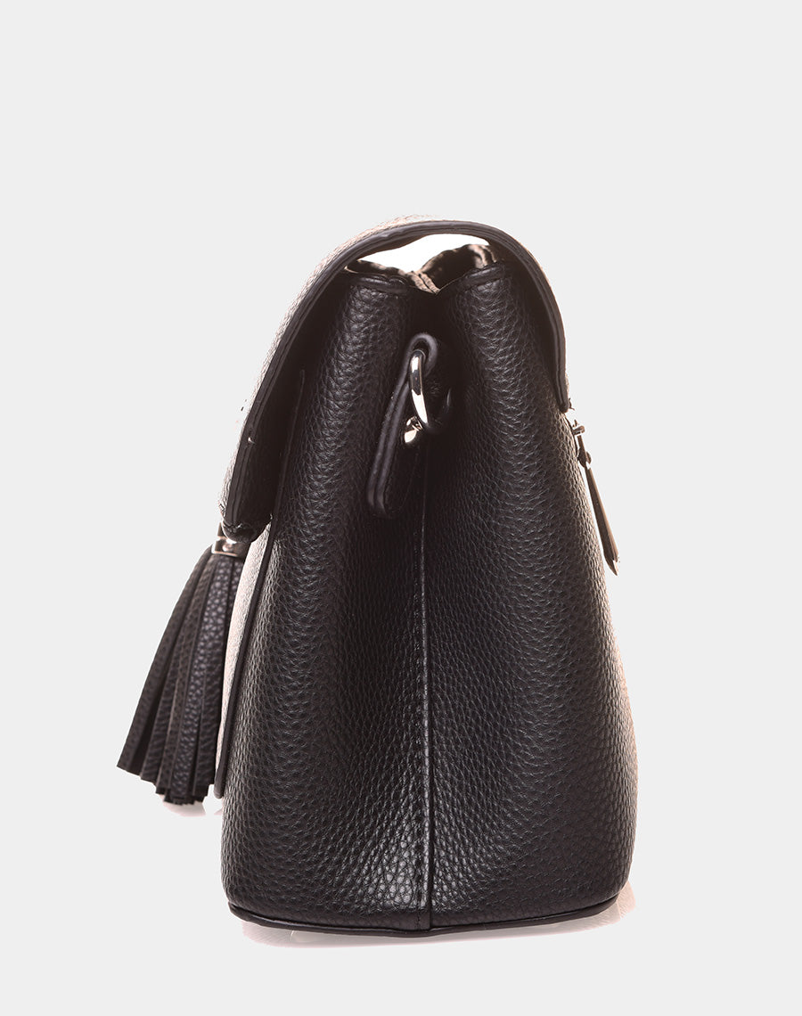 Sac à bandoulière à pom-pom noir