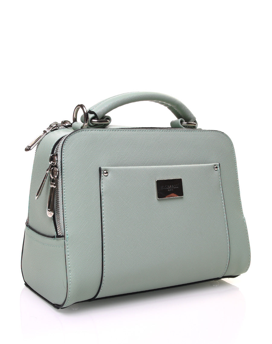 Sac bandoulière texturé rigide type mallette vert clair