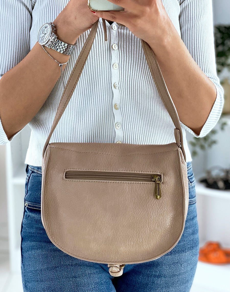 Sac besace beige à bandoulière