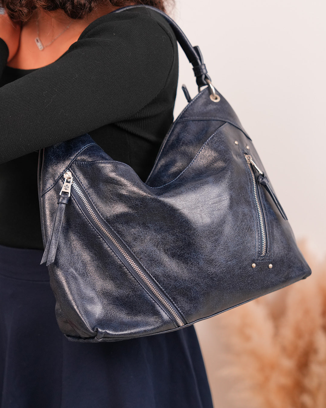 Sac cabas besace bleu foncé