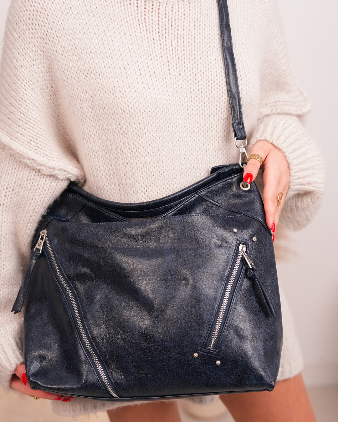 Sac cabas besace bleu foncé