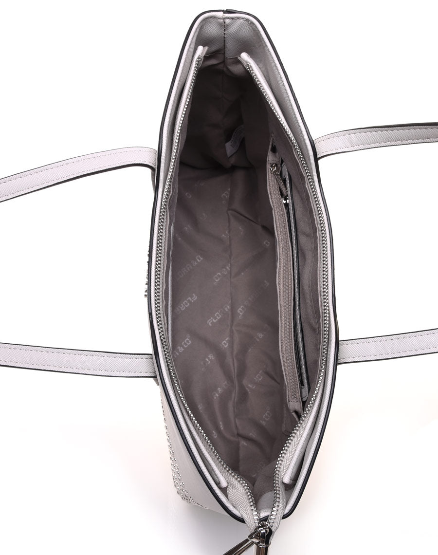 Sac cabas clouté gris clair