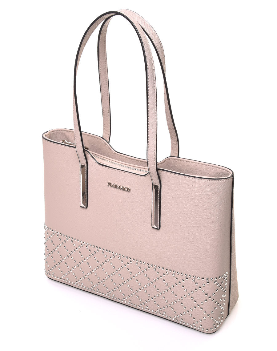 Sac cabas clouté taupe