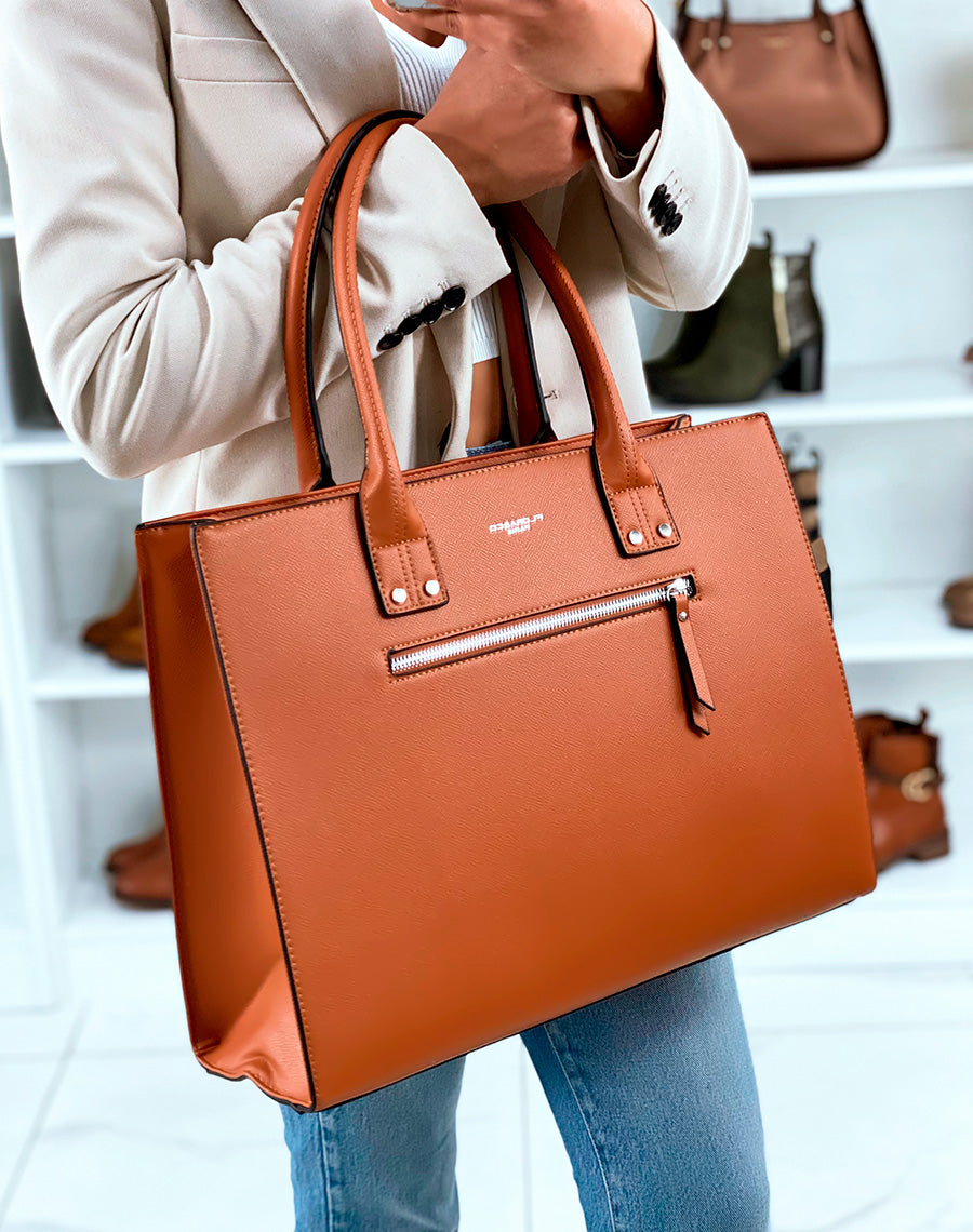 SAC CAMEL INDISPENSABLE ? POCHE ? L?AVANT ET ? L?ARRI?RE