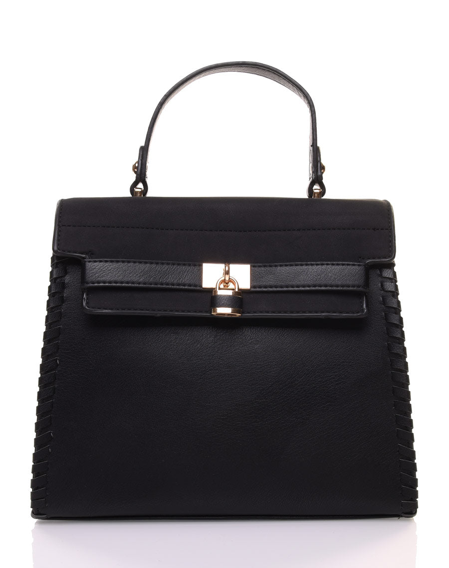 Sac cartable bi matière noir